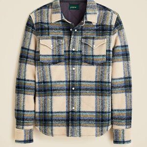 J. Crew Men's Checkered Shirt Jacket - Blue and Cream